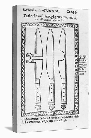 A Knife Trick (Engraving) (B/W Photo)-English-Premier Image Canvas