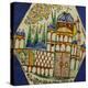 A Kutahya Pottery Hexagonal Tile Depicting a Cathedral with Floral Spray Above-null-Premier Image Canvas