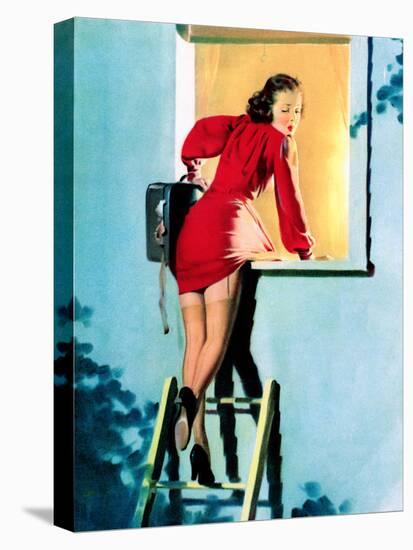 A Lad Her Problem Pin-Up 1940-Gil Elvgren-Stretched Canvas