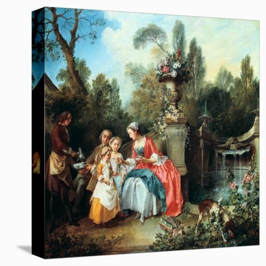 A Lady in a Garden Taking Coffee with Some Children, Probably 1742-Nicolas Lancret-Premier Image Canvas