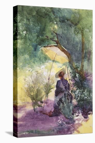 A Lady Sketching in a Glade under the Shade of a Parasol-Mildred Anne Butler-Premier Image Canvas