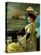 A Lady with a Parasol Looking Out to Sea-Alfred Emile Léopold Stevens-Premier Image Canvas