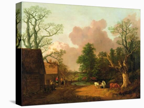 A Landscape with Figures, Farm Buildings and a Milkmaid, C.1754-6-Thomas Gainsborough-Premier Image Canvas