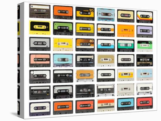 A Large Collection of Retro Cassette Tapes Places in a Grid-dubassy-Premier Image Canvas