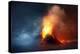 A Large Volcano Erupting Hot Lava and Gases into the Atmosphere. 3D Illustration.-Solarseven-Stretched Canvas
