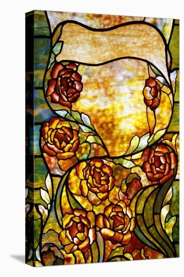 A Leaded Favrile Glass "Peony" Window Screen-Tiffany Studios-Premier Image Canvas