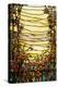 A Leaded Glass Landscape Window Depicting View of Red Flowers and a Stream-Tiffany Studios-Premier Image Canvas