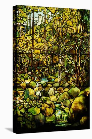 A Leaded Glass Window of a Woodland Scene-Tiffany Studios-Premier Image Canvas