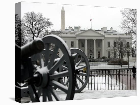 A Light Dusting of Snow Covers the Ground in Front of the White House-Ron Edmonds-Premier Image Canvas