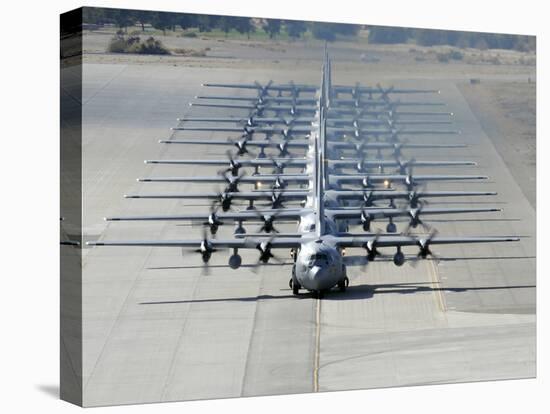 A Line of C-130 Hercules Taxi at Nellis Air Force Base, Nevada-Stocktrek Images-Premier Image Canvas