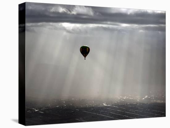 A Lone Balloon Drifts Near the Foothills of Albuquerque, N.M.-null-Premier Image Canvas