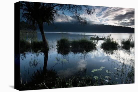 A Lone Fisherman on Lake Bratan at Dawn-Alex Saberi-Premier Image Canvas