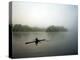 A Lone Rower Slowly Maneuvers His Craft Down the Schuykill River Through a Thick Fog-null-Premier Image Canvas