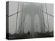 A Lone Runner Makes His Way Across the Fog-Shrouded Brooklyn Bridge Christmas Morning-null-Premier Image Canvas