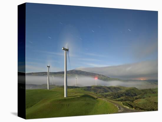 A Long Exposure by Moonlight of Windmills in Te Apiti Wind Farm, Manawatu, New Zealand-Don Smith-Premier Image Canvas