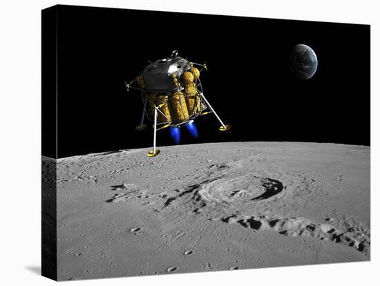 A Lunar Lander Begins its Descent to the Moon's Surface-Stocktrek Images-Premier Image Canvas