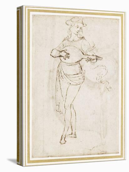 A Lute Player (Pen and Dark Brown Ink over Black Chalk on Off-White Paper)-Pietro Perugino-Premier Image Canvas