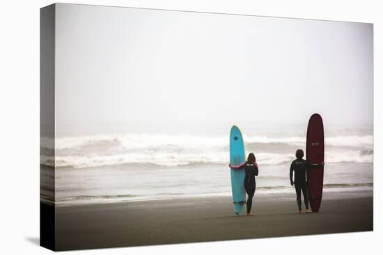 A Male And Female Surfer Hold Their Surfboards In The Olympic National Park In Washington State-Ben Herndon-Premier Image Canvas