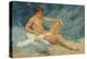 A Male Nude Reclining on Rocks (Oil on Canvas Board)-Henry Scott Tuke-Premier Image Canvas