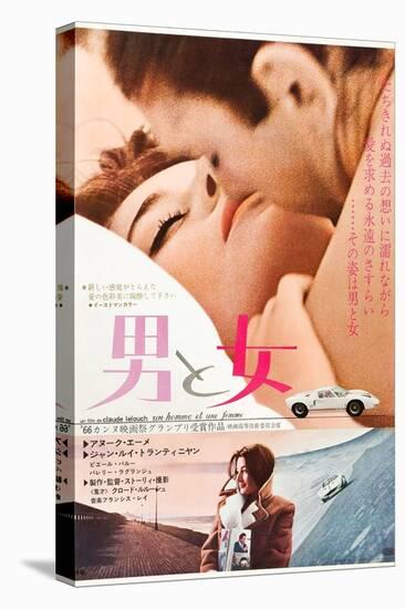 A Man and a Woman, Japanese poster, Jean-Louis Trintignant, Anouk Aimee, 1968-null-Stretched Canvas