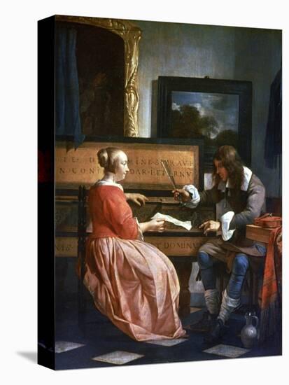 A Man and a Woman Seated by a Virginal, C1649-1667-Gabriel Metsu-Premier Image Canvas