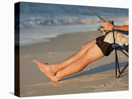 A Man Fishes from His Deck Chair in Platypus Bay on Fraser Island's West Coast, Australia-Andrew Watson-Premier Image Canvas