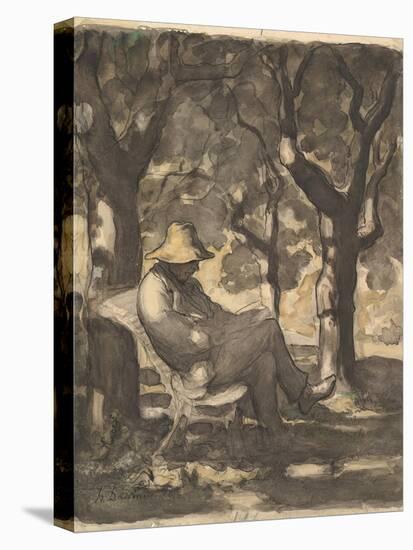 A Man Reading in a Garden, 1825-79-Honore Daumier-Premier Image Canvas