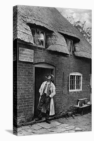 A Man Smoking a Pipe Outside a Shop, Worcestershire, C1922-AW Cutler-Premier Image Canvas