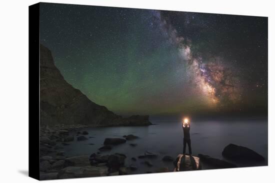 A Man Stands on the Shore of the Black Sea at Night under Milky Way-Stocktrek Images-Premier Image Canvas