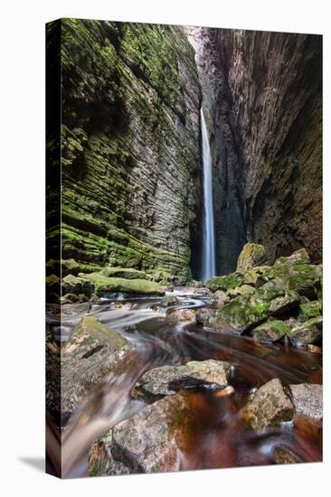 A Man Stands under Cachoeira Fumacinha Waterfall in Chapada Diamantina National Park-Alex Saberi-Premier Image Canvas