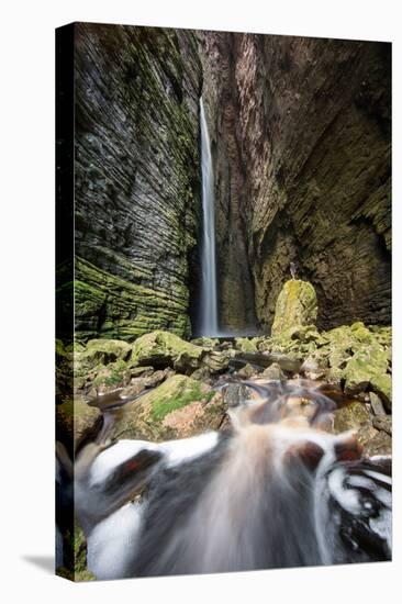 A Man Stands under Cachoeira Fumacinha Waterfall in Chapada Diamantina National Park-Alex Saberi-Premier Image Canvas