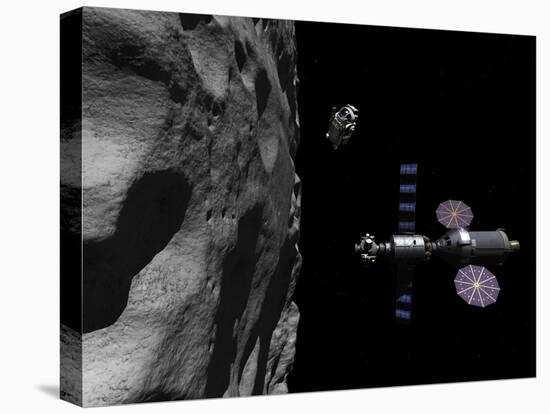 A Manned Maneuvering Vehicle Descends Toward the Surface of a Small Asteroid-Stocktrek Images-Premier Image Canvas