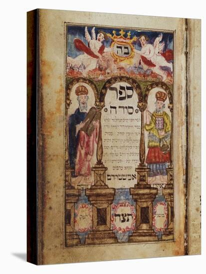 A Manuscript Page Depicting Moses and Aaron with an Imaginary Townscape of Jerusalem-null-Premier Image Canvas