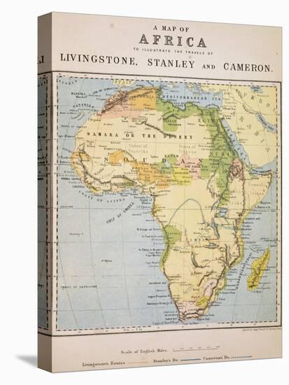 A Map of Africa to Illustrate the Travels of David Livingstone-null-Premier Image Canvas