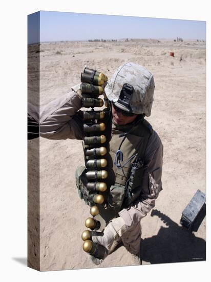 A Marine Handles a String of 40 mm High-Explosive Grenades-Stocktrek Images-Premier Image Canvas