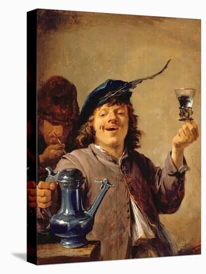 A Merry Drinker with an Old Smoker-David Teniers the Younger-Premier Image Canvas