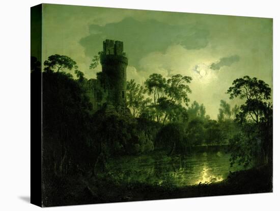 A Moonlit Lake by a Castle-Joseph Wright of Derby-Premier Image Canvas