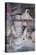 A Mother and Children Feeding Rabbits at the Door of a Thatched Cottage-David Woodlock-Premier Image Canvas