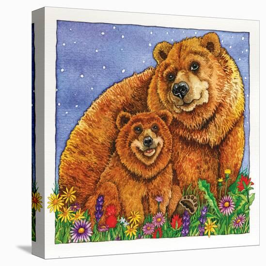 A Mother Bear and Her Cub in the Flowers. Mom-Wendy Edelson-Premier Image Canvas