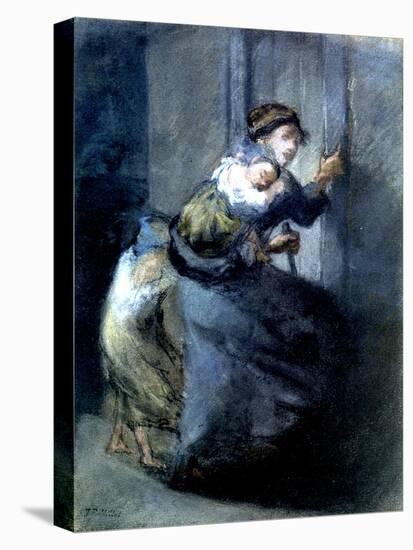 A Mother Fleeing with Two Children-Jean-François Millet-Premier Image Canvas