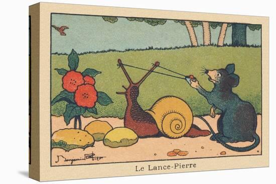 A Mouse Uses the Horns of a Snail like a Slingshot.” the Rock Spear” ,1936 (Illustration)-Benjamin Rabier-Premier Image Canvas