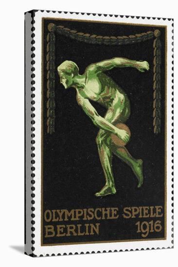 A Naked Discus Thrower. Germany 1916 Berlin Olympic Games Poster Stamp, Unused-null-Premier Image Canvas