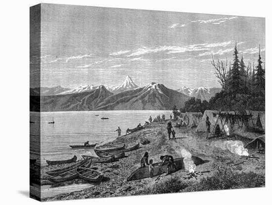 A Native American Camp at the Edge of the Yukon River, USA, 19th Century-Hurel-Premier Image Canvas