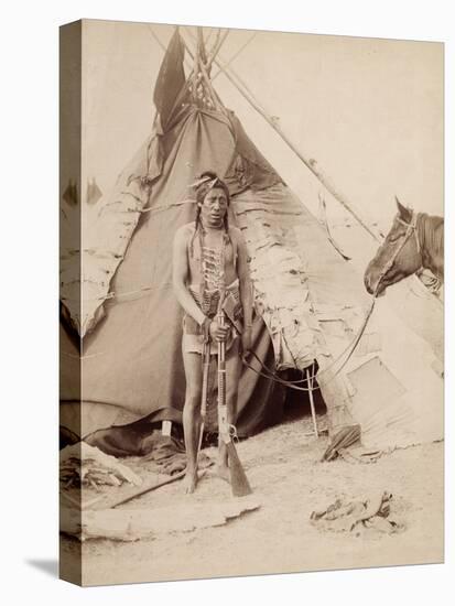 A Native American Stands at the Entrance to His Teepee Holding a Rifle, 1880-90-William Notman-Premier Image Canvas