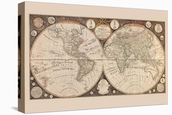 A New Map of the World : with All the New Discoveries by Capt. Cook and Other Navigators-Thomas Kitchin-Stretched Canvas