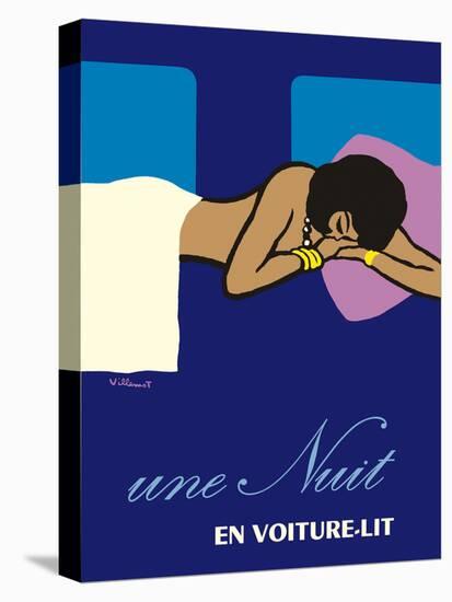 A Night in a Sleeper Car Train - Vintage French National Railways Travel Poster, 1973-Bernard Villemot-Stretched Canvas