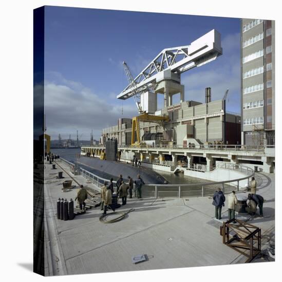 A Nuclear Submarine Berthing at Devonport Docks, Plymouth, Devon, 1980-Michael Walters-Stretched Canvas