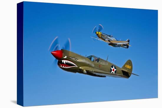 A P-40E Warhawk and a P-51D Mustang Kimberly Kaye in Flight-null-Premier Image Canvas