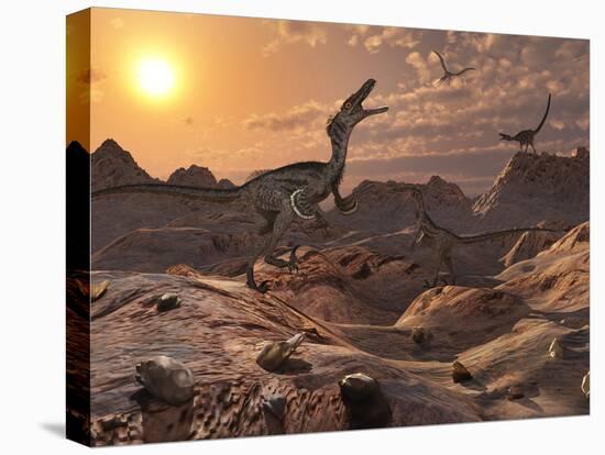 A Pack of Carnivorous Velociraptors from the Cretaceous Period on Earth-Stocktrek Images-Premier Image Canvas