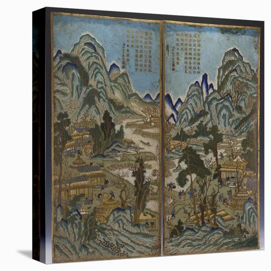 A Pair of Chinese Cloisonne Enamel Landscape Panels-null-Premier Image Canvas